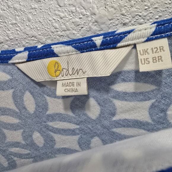 Boden Blue Floral Viscose Sleevess Mini Dress Vacation Summer Size 8 - Picture 6 of 10